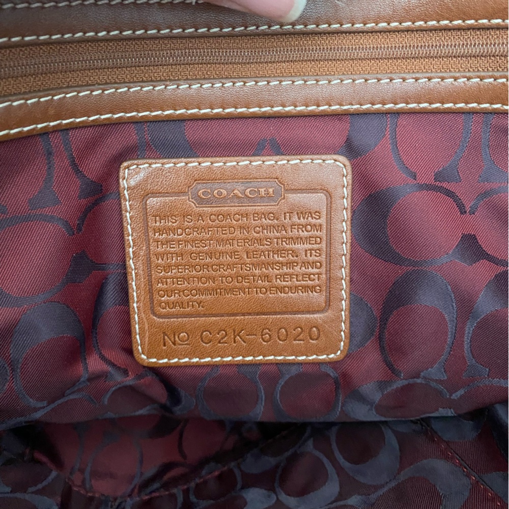Coach Beige Tote with Red and Navy Varsity Stripe - Picture 8 of 13